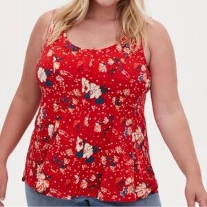 Torrid Size 00 L 10 Challis Button Front Fit And Flare Sleeveless Floral Top NWT
